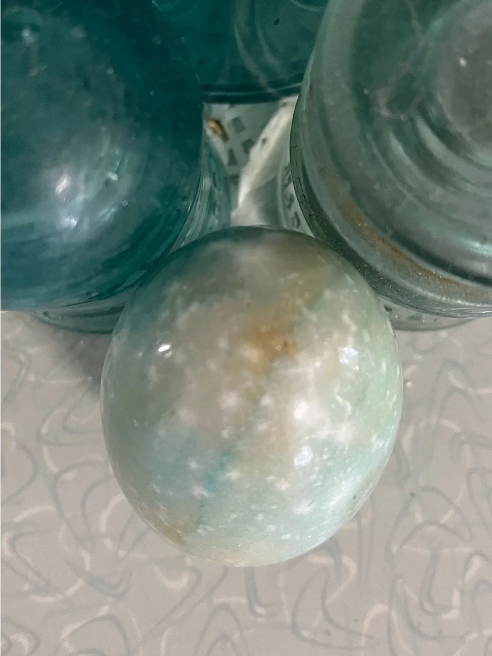 Polished Aqua Green Decorative marble alabaster stone Egg